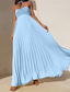 voordelige Eenvoudige jurk-Dames Lange jurk maxi-jurk Casual jurk Swingjurk Modieus Buiten Feest Avond Feest Normale pasvorm Effen Mouwloos Strapless Geel Blozend Roze blauw Zomer