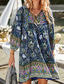 ieftine Rochii Boho-Pentru femei Rochie Mini Rochie florala Rochie Boho Rochie imprimata Clasic Modern În aer liber Vacanță Concediu Fit regulat Floare Manșon Lung În V Galben Roz Îmbujorat Bleumarin Albastru piscină