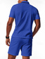 abordables Polo Classique pour Hommes-Homme Polo Polo quart de zip Extérieur Tenue quotidienne Revers Manche Courte Mode Hawaïen Uni 2 pièces Été Coupe régulière Noir Blanche Bleu Roi Vert Kaki Gris Polo