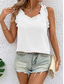 cheap Plain Tank Top-Women&#039;s Camisole Tank Top Solid Color Daily Casual Sleeveless V Neck Regular Tops Daily Ruffle White Pink Red Green Summer Spring
