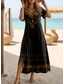tanie Sukienki boho-Damskie Sukienka midi Sukienka letnia Sukienka A line Urlop Codzienny Boho Motylkowy Plaża Regularny Graficzny Plemienny Krótki rękaw Wycięcie pod szyją Jasnoniebieski Czarne złoto Czarny Jasnozielony