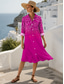 ieftine Rochie boho-Pentru femei Rochii Midi Rochie de schimb Casual Dată Fit regulat Ombre Grafic Imprimeu Paisley Manșon Lung Guler Cămașă Roșu-aprins Albastru piscină Mov Trifoi Vară Toamnă