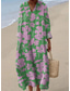 economico Abiti floreali-Per donna Abito Midi Vestito Estivo Abito a trapezio Vacanza Casual Boho Feste Uscire Spiaggia Floreale Grafico Manica Lunga Scollo a V Grigio verde Rosa scuro Bianco sporco Rosa e bianco Estate