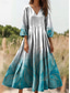 abordables Robes Boho-Femmes Robe maxi Robe d&#039;Été Robe trapèze Robe Plissée Vacances Occasionnel Boho Sortir Coupe Ample Fleuri Graphique Manche 3/4 Col en V Noir Jaune Bleu Vert Été Printemps