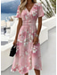 abordables Robes Floraux Imprimés-Femmes Mini Robe Robe Nuisette Vacances Occasionnel Chaussures de plage Sortir Plage Coupe régulière Fleuri Graphique Manche Courte Col en V Rose Claire Bleu Été Printemps