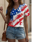 cheap Independence Day Top-Women&#039;s Patriotic  T Shirt Graphic American Flag Vintage Stylish Classic Red White And Blue Short Sleeve V Neck Regular Tops Daily Weekend Print Red Summer Spring
