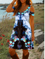 abordables Robes Boho-Femmes Mini Robe Robe trapèze Robe d&#039;été Vacances Occasionnel Quotidien Fête Coupe régulière Fleuri Graphique Tribal Manche Courte Col en V Jaune Bleu Violet Été