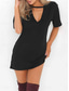 cheap Plain Dress-Women&#039;s Mini Dress T Shirt Dress Tee Dress Summer Dress Casual Daily Regular Fit Plain Short Sleeve V Neck Black White Brown Green Summer