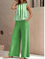 economico Set da due pezzi-Set di pantaloni da vacanza per donne in 2 pezzi senza maniche girocollo grafica a righe casual blu verde khaki estate vestibilità ampia
