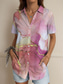 cheap Art&amp;Design Tops-Women&#039;s Shirt Graphic Color Gradient Abstract Vintage Tropical Daily Sleeveless Short Sleeve Shirt Collar Regular Tops Daily Pink Blue Purple Summer Spring