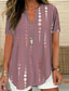 cheap Boho Tops-Women&#039;s Boho Shirt Graphic Paisley Elegant Bohemia Vintage Short Sleeve V Neck Regular Tops Daily Holiday Going out White Pink Red Blue Purple Summer