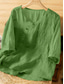 economico Camicie-Per donna Camicia Blusa Camicie di cotone e lino Tinta unica Elegante Casual Manica 3/4 Girocollo Top Regolari Quotidiano Ricamato Bottoni Giallo Rosso Viola Verde Estate Primavera
