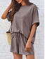 preiswerte Kurze Sets für Damen-Damen 2-teiliges Mode Streetwear tägliche Shorts-Sets kurzärmlig Rundhalsausschnitt einfarbig lässig schwarz blau khaki Sommer reguläre Passform