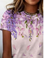 ieftine tricou floral-Pentru femei Tricou Floral Grafic Plante Epocă Stilat Clasic Manșon scurt Stil Nautic Topuri obișnuite Zilnic Sfârșit de săptămână Imprimeu Roz Îmbujorat Vară