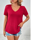 cheap Plain tee-Women&#039;s T Shirt Plain Fashion Stylish Modern Short Sleeve V Neck Regular Tops Daily Weekend Lace Patchwork Black White Red Green Summer