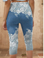 preiswerte Blaue 3D-Druck-Damen Leggings Capri Hosen 3D Druck Hohe Elastizität Urlaub Vintage Mode Knöchellang Hohe Taille Blumengrafik Geometrisch Atmungsaktiv Weich Dehnbar Formal Urlaub Büro Robin&#039;s Egg Blau