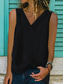 abordables Tops Sencillos para Mujeres-Mujer Camiseta sin mangas tipo camisola Color sólido Diario Casual Sin Mangas Escote en Pico Tops regulares Diario Negro Blanco Amarillo Rosa Azul Marino Verano