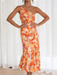 cheap Print Floral Dresses-Women&#039;s Midi Dress Floral Dress Print Dress Fashion Modern Outdoor Vacation Weekend Regular Fit Flower Sleeveless One Shoulder Yellow Blue Purple Orange Summer