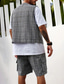 cheap Men&#039;s Vest-Men&#039;s Set Vest Gilet Outdoor Daily Fashion Casual Summer Spring Pocket 2 Piece Polyester Comfortable Plaid Single Breasted One-button V Neck Regular Fit Khaki Gray Vest