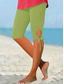 cheap Plain Leggings-Women&#039;s Leggings Vacation Vintage Fashion Knee Length High Waist Solid Color Printing Breathable Soft Micro-elastic Outdoor Daily Black Blue Green Gray Summer Spring Slim Fit