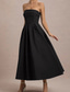 cheap White Graduation Dresses-Women&#039;s Midi Dress White Dress Graduation Dress Prom Dress Party Dress Fashion Wedding Party Evening Party Regular Fit Plain Sleeveless Strapless Black White Yellow Pink Summer