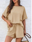 preiswerte Kurze Sets für Damen-Damen 2-teiliges Mode Streetwear tägliche Shorts-Sets kurzärmlig Rundhalsausschnitt einfarbig lässig schwarz blau khaki Sommer reguläre Passform