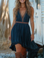cheap Boho Dress-Women&#039;s Mini Dress Casual Dress Summer Dress Slip Dress Boho Dress Elegant Fashion Modern Daily Beach Weekend Regular Fit Color Block Sleeveless V Neck Dark Blue Summer