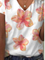 cheap Floral tee-Women&#039;s T Shirt Floral Graphic Vintage Stylish Classic Short Sleeve V Neck Regular Tops Daily Print Orange Summer Spring