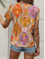 cheap Boho tee-Women&#039;s T Shirt Floral Graphic Geometric Vintage Stylish Classic Short Sleeve Crew Neck Regular Tops Daily Weekend Print Blue Fuchsia Orange Summer Spring
