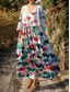 voordelige Bloemenjurken-Dames Halflange jurk A lijn jurk Zomerjurk Casual Dagelijks Ruim Passend Bloemig Grafisch 3/4 mouw V-hals Wit Rood blauw Zomer