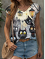 cheap Animals Tank Top-Women&#039;s Animal Cat Camisole Tank Top Vintage Tropical Stylish Sleeveless Short Sleeve V Neck Regular Tops Daily Print Yellow Summer Spring