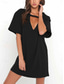 cheap Plain Dress-Women&#039;s Mini Dress T Shirt Dress Tee Dress Summer Dress Casual Daily Regular Fit Plain Short Sleeve V Neck Black White Brown Green Summer