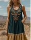 abordables Robes Bohémiennes-Femmes Robe Longue Maxi Robe Robe Décontractée Robe évasée Robe d&#039;été Robe bohème ancien Vacances Quotidien Fête Coupe régulière Fleuri Sans manches Col en V Marron Été