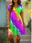 ieftine rochie florală-Pentru femei Rochie Mini Rochii Tricou Rochie A line Rochie de vară Casual Zilnic Fit regulat Ombre Grafic Geometric Manșon scurt Crewneck Albastru piscină Mov Portocaliu Vară Primăvară
