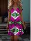 levne Boho šaty-Dámské Boho šaty západní šaty vintage mini šaty T-shirt šaty tee šaty letní šaty prázdninové ležérní plážové vycházkové regular fit grafické kmenové krátký rukáv V výstřih červená modrá fialová