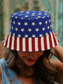 billige Tilbehør-USAs 250-årsjubileum Kvinners amerikansk flagg trykt bøttehatt - Vendbar patriotisk sommerhatt med stjerner og striper design perfekt uavhengighetsdagen ferier og utendørsarrangementer