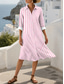 ieftine Rochie cu dungi și geometrică-Pentru femei Rochii Midi Rochie de schimb Casual Dată Fit regulat Grafic Dungi Manșon Lung Guler Cămașă Roz Îmbujorat Albastru piscină Mov Trifoi Vară Toamnă