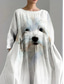 economico Gli animali si vestono-Per donna Abito maxi Vestito Estivo Abito a trapezio Abito Estivo Vacanza Casual Spiaggia Quotidiano Ferie Uscire Vestibilità comoda Grafico Animale Manica Lunga Girocollo Scollo a Barca Grigio