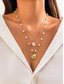 abordables Collier pour femme-Collier de plage d'été pour femme avec breloques en perles, coquillages et étoiles de mer – collier superposé plaqué or pour les vacances, les tenues décontractées et les occasions spéciales