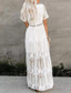 cheap White Lace Dresses-Women's Long Dress Maxi Dress Lace Dress White Dress Fashion Modern Daily Beach Weekend Regular Fit Plain Short Sleeve V Neck White Summer