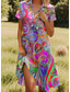 abordables Robe Fleurie-Femmes Robe Midi Robe trapèze Robe d&#039;été Vacances Occasionnel Chaussures de plage Date Robe d&#039;Été Coupe régulière Fleuri Graphique Manche Courte Revers Rose Claire Rouge Bleu Fuchsia Été