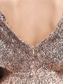 preiswerte Sekt-Meerjungfrauenschnitt Quinceanera-Kleider Elegant Kleid Formell Hochzeit Bodenlang Kurzarm V Ausschnitt Paillettenbesetzt mit Paillette 2025