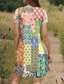 ieftine Rochii florale-Pentru femei Rochie Mini Rochii Tricou Rochie de Vară Rochie de vară Vacanță Casual Boho Zilnic Ieșire Fit regulat Floral Grafic Geometric Manșon scurt În V Roz Îmbujorat Vară