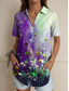 cheap Women&#039;s Floral Tops-Women&#039;s Shirt Ombre Floral Graphic Vintage Tropical Daily Sleeveless Short Sleeve Shirt Collar Regular Tops Daily Yellow Red Blue Purple Summer Spring