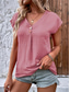 cheap Plain tee-Women&#039;s Blouse Solid Color Stylish Casual Short Sleeve V Neck Regular Tops Daily Buttons White Pink Orange Khaki Summer