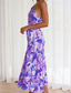 cheap Print Floral Dresses-Women&#039;s Midi Dress Floral Dress Print Dress Fashion Modern Outdoor Vacation Weekend Regular Fit Flower Sleeveless One Shoulder Yellow Blue Purple Orange Summer