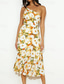cheap Print Floral Dresses-Women&#039;s Midi Dress Floral Dress Print Dress Fashion Modern Outdoor Vacation Weekend Regular Fit Flower Sleeveless One Shoulder Yellow Blue Purple Orange Summer