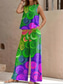 preiswerte Zweiteilige Sets-Damen 2 Teile Urlaub Daily Hosen Sets Ärmellos Rundhalsausschnitt Ombre Grafik Geometrisch Lässig Daily Blau Lila Grün Sommer Lockere Passform