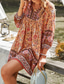 ieftine Rochii Boho-Pentru femei Rochie Mini Rochie florala Rochie Boho Rochie imprimata Clasic Modern În aer liber Vacanță Concediu Fit regulat Floare Manșon Lung În V Galben Roz Îmbujorat Bleumarin Albastru piscină