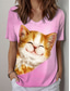 cheap Animals tee-Kayomi Harai Women&#039;s T Shirt Graphic Animal Cute Stylish Casual Short Sleeve V Neck Regular Tops Daily Print Pink Summer
